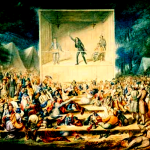 1839 Methodist camp meeting. Wikimedia Commons.